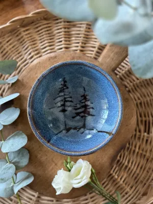 Unique Studio Pottery Pine Trees Bowl