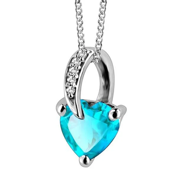White Gold Diamond And Aquamarine Pendant