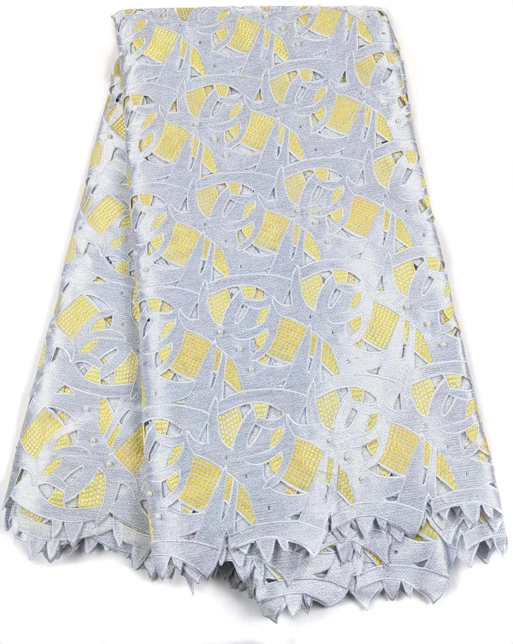 Yellow & Silver Unique Cotton Lace